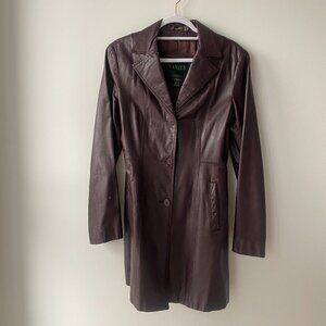 Vintage Danier Brown Leather Trench Coat